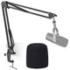 SUNMON MV7 Boom Arm Mic Stand with Pop Filter, Adjustable Suspension Boom Sci...