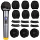 100 Pieces Disposable Mic Covers Non-Woven Individually Wrapped Mic Cover BLACK