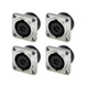 (4 Pack) Neutrik NL8MPRXX Speakon 8-POLE Panel Mount Speaker Connector - Nickel