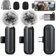 PQRQP Wireless Mini Microphone for iPhone/iPad/Android: 2 Pack Lavalier Micro...