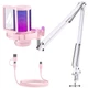 MAONO Gaming USB Microphone with Noise Cancellation, Streaming mic for Pink 