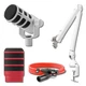 Rode PodMic USB Broadcast Mic (White) + PSA1+ Boom Arm, 10' XLR Cable & Pop