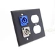 ProCraft 2 Gang Black Wall Plate AC Duplex Neutrik PowerCon In (Blue) Out (Gray)
