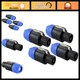 4-Pack Twist Lock 4 Pole Speaker Plugs - Compatible with Neutrik Speakon NL4FC,