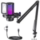 MAONO Gaming USB Microphone, Noise Cancellation Condenser Mic Medium, Black 