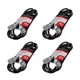 Pack of 4x Pro X 10' 120VAC NEMA 15 Male to 3 Outlet Female Power-Extension Cord