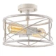2-Light Semi Flush Mount Distressed White Ceiling Light Fixture, Farmhouse Vi...