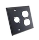 NEW ProCraft Black Stainless Steel 2 Gang Wall Plate/ AC Duplex 1 XLR "D" Style