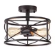 WELTRANS 2-Light Semi Flush Mount Ceiling Light, Industrial Farmhouse Black Ligh