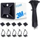 HUASAI 4/5" 100 Pack Zip Tie Mount With Cable Ties,Self 4/5 inch, Black 