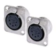 (2) Two Genuine NEUTRIK NC5FD-L-1  5-Pin XLR Female Connector Chassis