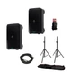 Bundle of 2 Mackie Thump Go Battery Powered Mobile Speakers w/Stands + XLR