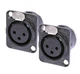 (2) Two Genuine  NEUTRIK NC3FD-L-B-1 XLR "D" Series Panel Mount Female Black