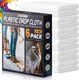 12x9 Ft Plastic Drop Cloths 6-Pack Disposable Painter Sheeting Tarp / Dust Cover